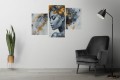 TRYPTYK 3 CZĘŚCIOWY PORTRET KOBIETY KWIATY ZŁOTO NA ŚCIANĘ CANVAS DO SALONU