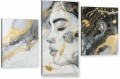 TRYPTYK ZŁOTY PORTRET KOBIETY OBRAZ NA ŚCIANĘ CANVAS DO SYPIALNI 
