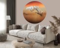 Fototapeta samoprzylepna okrągła naklejka ścienna sakura drzewo japonia