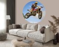 Fototapeta samoprzylepna okrągła naklejka ścienna motor cross motocykl