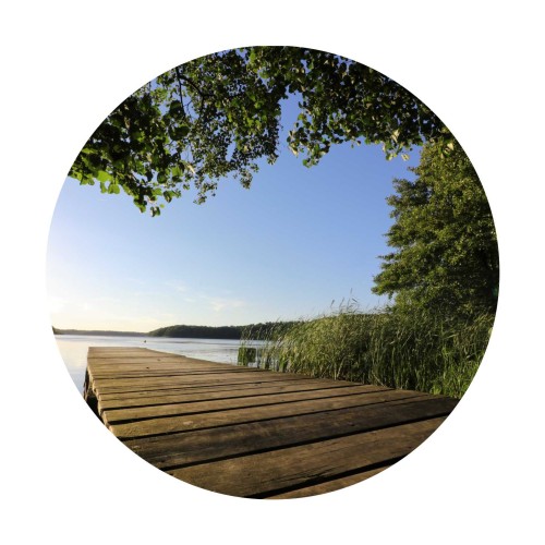 Fototapeta samoprzylepna okrągła naklejka ścienna jezioro pomost natura