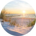Fototapeta samoprzylepna okrągła naklejka ścienna plaża morze trawy słońce