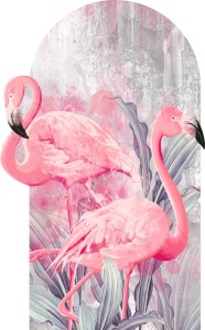 TAPETA flamingi ŁUK FOTOTAPETA rośliny flamingi różowe
