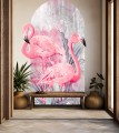 TAPETA flamingi ŁUK FOTOTAPETA rośliny flamingi różowe
