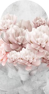 TAPETA różowe kwiaty biel ŁUK FOTOTAPETA do salonu