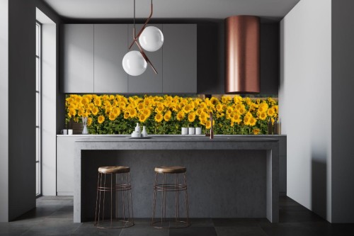 FOTOTAPETA DO KUCHNI ZMYWALNA słoneczniki pole słonecznik