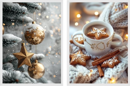 Plakaty świąteczne dekoracyjne ZESTAW PLAKATÓW CIASTECZKA PIERNICZKI CHOINKA