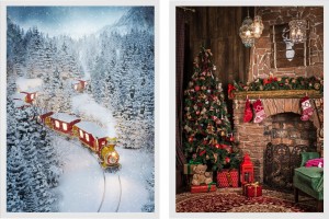 Plakaty świąteczne ZESTAW PLAKATÓW ŚWIĘTA DOM POCIĄG LAS ZIMA