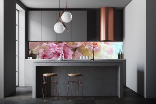 FOTOTAPETA DO KUCHNI ZMYWALNA piwonie peonie pastelowe