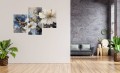 Obraz 3 CZĘŚCIOWY na płótnie TRYPTYK KWIATY FLOWERS beton granat nowoczesny DO SALONU