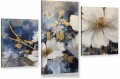 Obraz 3 CZĘŚCIOWY na płótnie TRYPTYK KWIATY FLOWERS beton granat nowoczesny DO SALONU