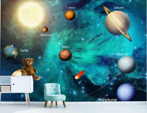 Fototapeta dla dzieci KOSMOS  kolorowe planety SPACE ROOM 