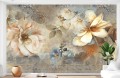 Fototapeta na ścianę KWIATY POSTARZANA ŚCIANA KWIATOWY MURAL VETUS