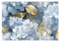 Fototapeta AZUL dekoracja na ścianę NIEZAPOMINAJKI KWIAT ZŁOTE LIŚCIE