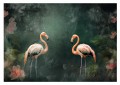 Fototapeta FLAMINGI tapeta FLAMINGI NA ZIELONYM TLE