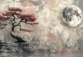 Fototapeta do salonu sypialni SAKURA DRZEWO KSIĘŻYC ALBERTO