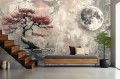 Fototapeta do salonu sypialni SAKURA DRZEWO KSIĘŻYC ALBERTO