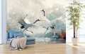 Fototapeta ŻURAWIE W STAWIE ABSTRAKCJA CRANES 