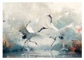 Fototapeta ŻURAWIE W STAWIE ABSTRAKCJA CRANES 