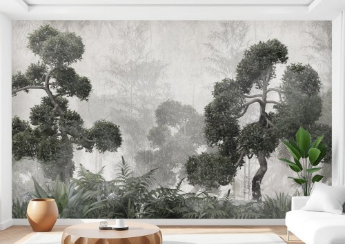 Fototapeta FORESTA na ścianę do salonu sypialni TROPIKALNE CIEMNE DRZEWA 