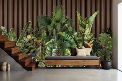 Fototapeta TROPICAL ścienny mural do salonu LAMELE LIŚCIE TROPIKI