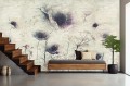 Fototapeta ARTISTIC ścienny dekoracyjny mural kwiatowy CIEMNE KWIATY