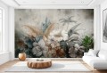Fototapeta tapeta KWIATY do salonu RETRO KWIATY STYLIZOWANE BOTANICA