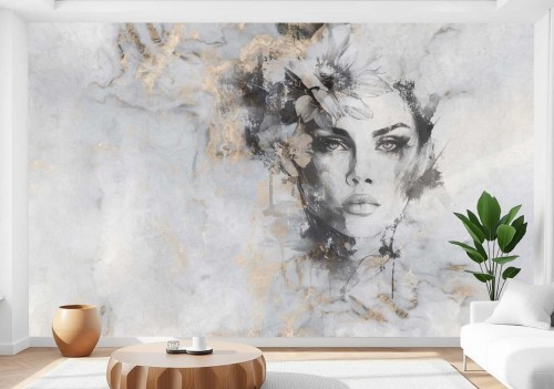 Fototapeta BELLA na ścianę do salonu sypialni PORTRET KOBIETY NA BETONIE