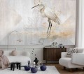 Fototapeta HERON na ścianę do salonu sypialni BIAŁY ŻURAW abstrakcyjna dekoracja