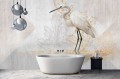 Fototapeta HERON na ścianę do salonu sypialni BIAŁY ŻURAW abstrakcyjna dekoracja