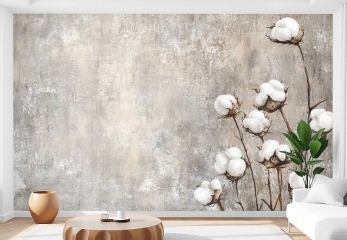 Fototapeta CONCRETO ścienna dekoracja do salonu sypialni KWIATY BAWEŁNY