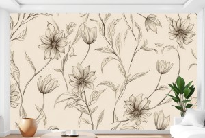 Fototapeta FLORES nowoczesna tapeta ścienna BEŻOWE KWIATY 