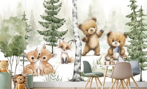 Fototapeta tapeta dla dzieci MISIE ZWIERZĄTKA LEŚNE FORESTLAND