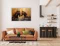Obraz na płótnie MALOWANE KONIE nowoczesny canvas DO SALONU