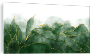 Obraz szklany liście artdeco liść złote nowoczesny obraz na szkle