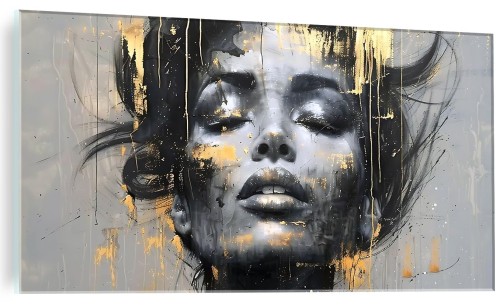 Obraz szklany kobieta w złocie glamur obraz na szkle 