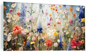 Obraz szklany kwiaty polne obraz jak olejny obraz na szkle salon