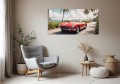 Obraz szklany samochód retro czerowny kolekcjoner obraz na szkle 
