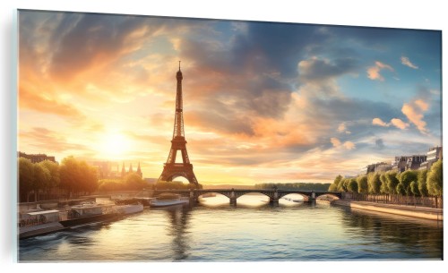 Obraz szklany Paryż Sekwana wieża Eiffla Francja obraz na szkle 