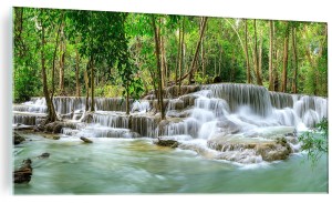 Obraz szklany wodospad kaskada woda las drzewa obraz na szkle