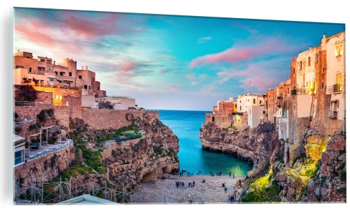 Obraz szklany miasto na skale morze skały klif obraz na szkle