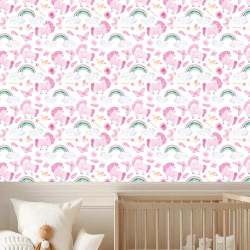 TAPETA dla dziewczynki ścienna UNICORN TĘCZA SWEET HORSE