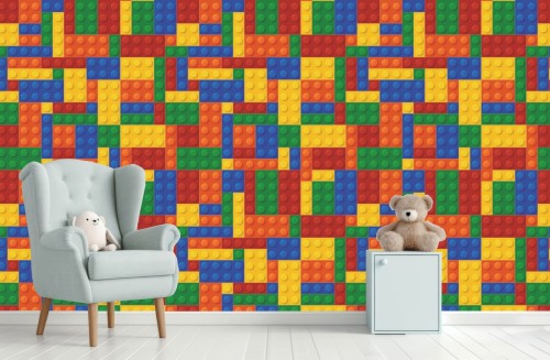 TAPETA dla chłopca ścienna BLOCKS kolorowe klocki jak lego  