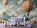 FOTOTAPETA dla DZIECI CHŁOPCA balony góry samoloty retro