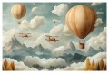 FOTOTAPETA dla DZIECI CHŁOPCA balony góry samoloty retro