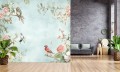 Tapeta KWIATY PTAKI do salonu sypialni FIORI kwiaty ptaszki