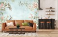 Tapeta KWIATY PTAKI do salonu sypialni FIORI kwiaty ptaszki