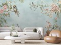 Tapeta KWIATY PTAKI do salonu sypialni FIORI kwiaty ptaszki