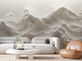Tapeta WZÓR 3D do salonu WAVES abstrakcyjne białe fale