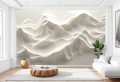 Tapeta WZÓR 3D do salonu WAVES abstrakcyjne białe fale